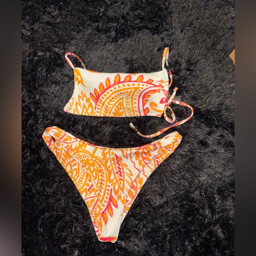 Orange and Pink Paisley Bikini Set